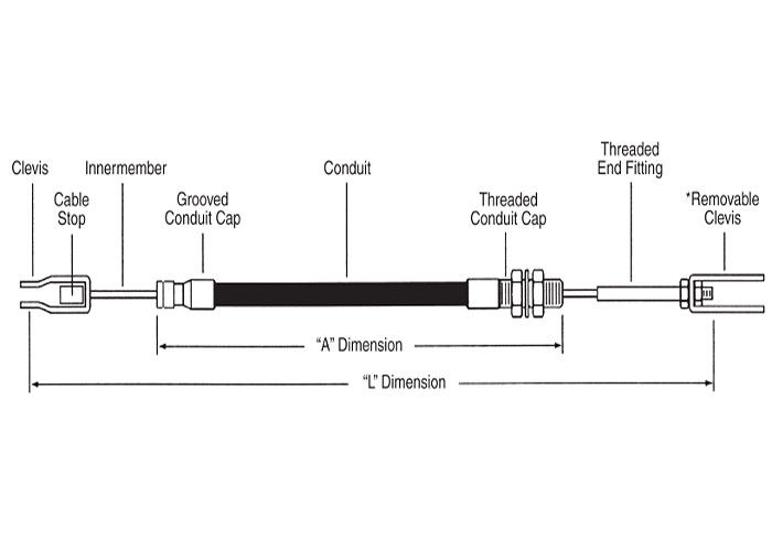Tirón de la asamblea de cable de control del freno solamente con el extremo roscado opcional Rod
