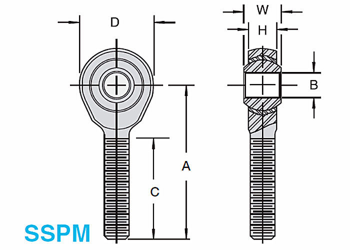 Extremos de Rod esféricos del transporte del acero inoxidable, extremos de Rod métricos de la junta de rótula de SSPM/de SSPF