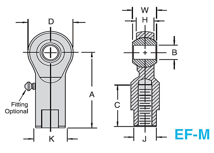 EM - M/EF - extremos esféricos métricos 2-Piece de M Rod metal sobre metal para la construcción