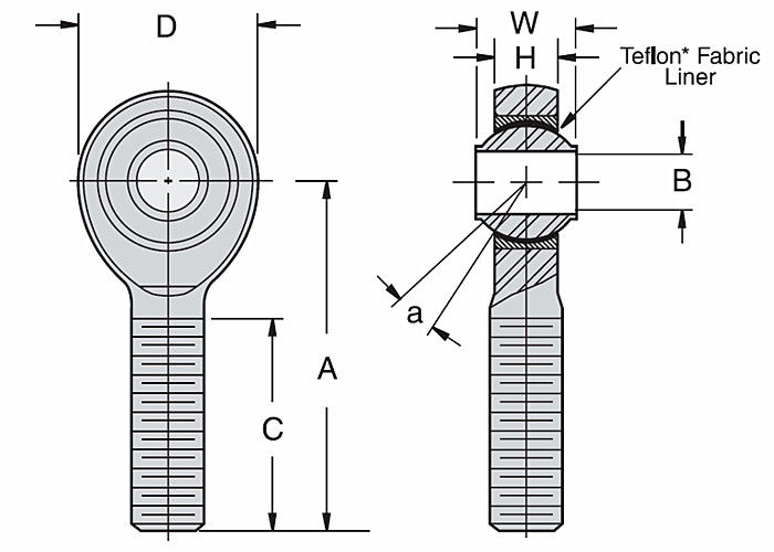 SSHMY - Extremos de Rod del acero inoxidable de la precisión de T caña resistente PTFE de 3 pedazos alineada
