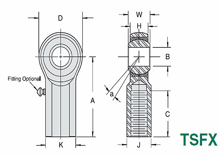 Extremos de Rod del acero inoxidable de la precisión de TSMX/de TSFX con el cuerpo de acero sometido a un tratamiento térmico de aleación