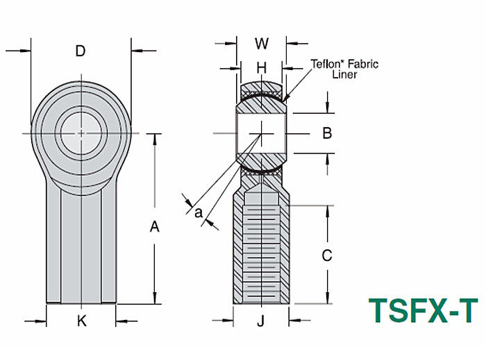 TSMX - T/TSFX - pedazo PTFE de los extremos de Rod de la junta de rótula de acero inoxidable de la precisión de T 3 alineado