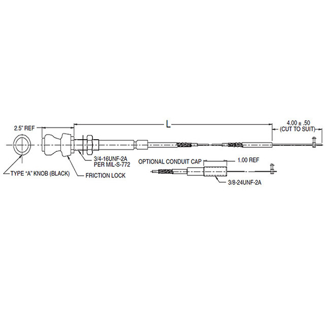 Salida universal del alambre sólido de la asamblea de cable de control de válvula reguladora/de la cabeza de cable de control