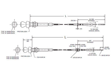 El conjunto del cable de control de aceleración universal de la serie 565-550 de salida estándar
