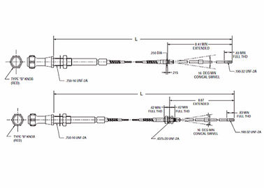 Mezcla 565 - 550 Serie de cambios de engranaje Cable de control de empuje y tracción Cabeza del cable de control