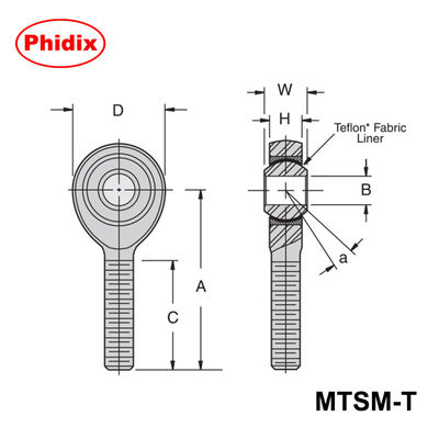 MTSM-T/MTSF-T Serie PTFE revestido extremos de varillas: rodamientos de alta precisión de bajo mantenimiento para la automatización y maquinaria pesada
