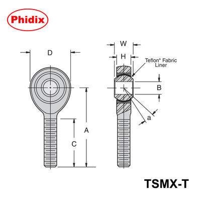 TSMX-T/TSFX-T PTFE revestido extremos de varillas de trabajo pesado