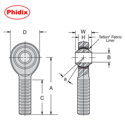 SSHMY-T Serie de acero inoxidable PTFE revestido con extremos de barra.