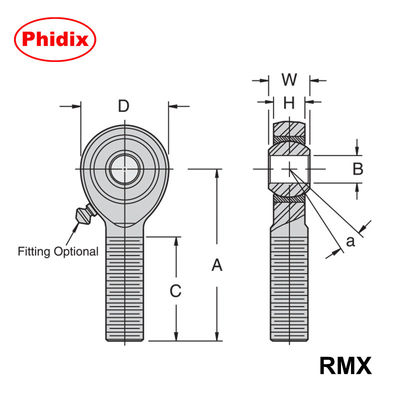 RMX/RMX-T serie de PTFE revestido con extremos de varilla de trabajo pesado.