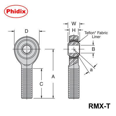 RMX/RMX-T serie de PTFE revestido con extremos de varilla de trabajo pesado.