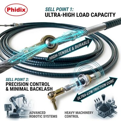 Cable de control mecánico de ensamblaje diseñado a medida con radio de curvatura instalado hasta 5 pulgadas OEM aprobado para sistemas de control de precisión