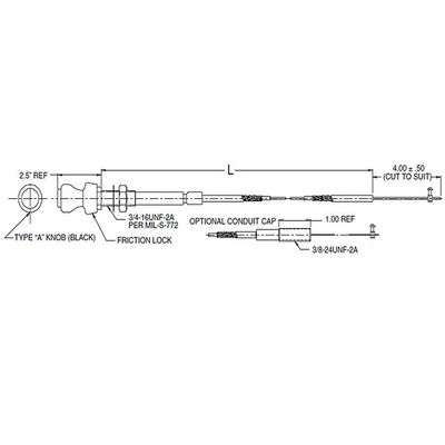 El conjunto del cable de control del acelerador universal / cabeza del cable de control salida de alambre sólido